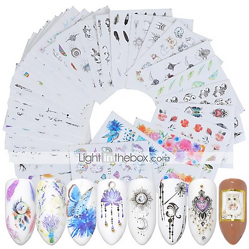 

40 pcs Full Nail Stickers nail art Manicure Pedicure Creative Nail Decals Daily Wear / Festival