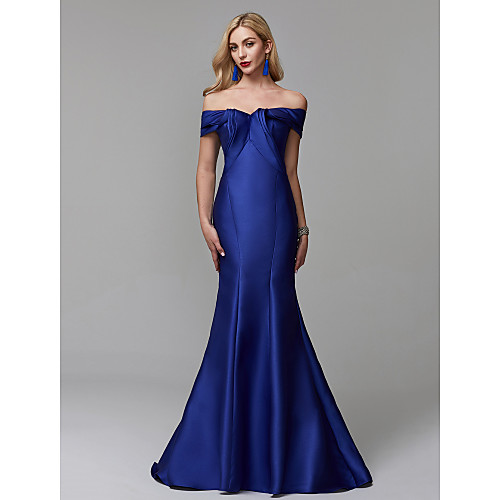 Mermaid / Trumpet Elegant Prom Formal Evening Dress Off Shoulder Short Sleeve Sweep / Brush Train Satin with Ruffles 2021
Mermaid / Trumpet Elegant Prom Formal Evening Dress Off Shoulder Short Sleeve Sweep / Brush Train Satin with Ruffles 2021