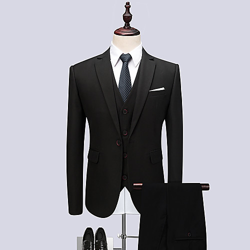 

Tuxedos Tailored Fit / Standard Fit Notch Single Breasted One-button Cotton Blend / Cotton / Polyester Solid Colored
