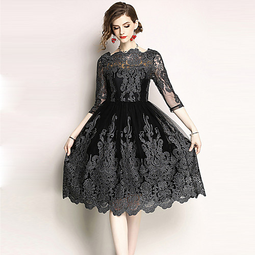 Women's A Line Dress Midi Dress Black 3/4 Length Sleeve Solid Colored Embroidered Summer Boat Neck Vintage Sophisticated Party Holiday S M L XL XXL 3XL / High Waist
Women's A Line Dress Midi Dress Black 3/4 Length Sleeve Solid Colored Embroidered Summer Boat Neck Vintage Sophisticated Party Holiday S M L XL XXL 3XL / High Waist