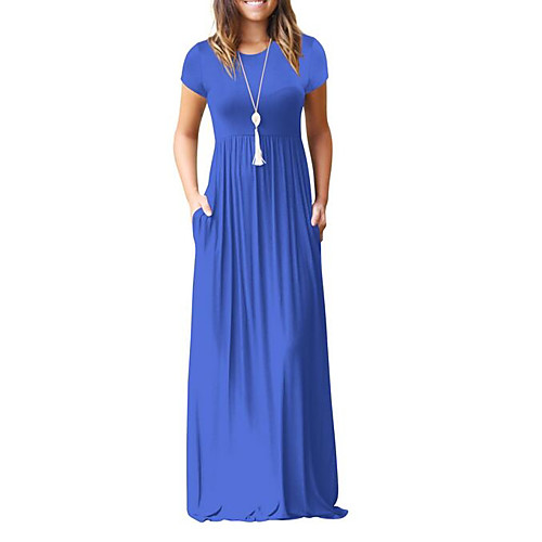 Women's Swing Dress Maxi long Dress Black Blue Purple Red Wine Army Green Royal Blue Brown Beige Short Sleeve Solid Colored Summer Round Neck S M L XL XXL
Women's Swing Dress Maxi long Dress Black Blue Purple Red Wine Army Green Royal Blue Brown Beige Short Sleeve Solid Colored Summer Round Neck S M L XL XXL