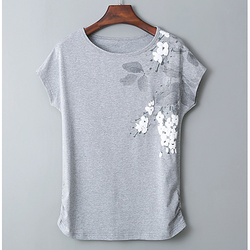 Women's T shirt Solid Colored Geometric Plus Size Print Short Sleeve Daily Tops Cotton Basic White Green Gray
Women's T shirt Solid Colored Geometric Plus Size Print Short Sleeve Daily Tops Cotton Basic White Green Gray