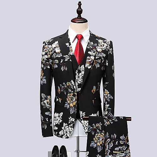 Black Geometric / Floral Slim Spandex / Rayon Men's Suit - Notch lapel collar / Party / Long Sleeve / Business Formal
Black Geometric / Floral Slim Spandex / Rayon Men's Suit - Notch lapel collar / Party / Long Sleeve / Business Formal