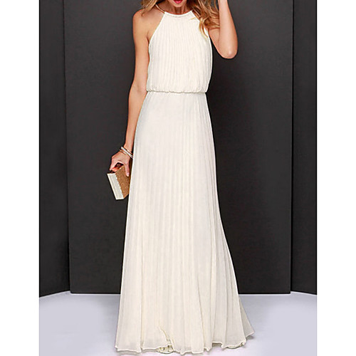 Women's Chiffon Dress Maxi long Dress White Black Light Blue Sleeveless Solid Colored Pleated Summer Halter Neck Elegant S M L XL
Women's Chiffon Dress Maxi long Dress White Black Light Blue Sleeveless Solid Colored Pleated Summer Halter Neck Elegant S M L XL