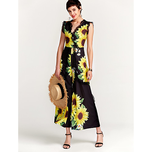 Women's Basic Retro Boho Daily Holiday Going out V Neck Floral Black Jumpsuit Stitching Lace Vintage Floral Slim Print Chiffon
Women's Basic Retro Boho Daily Holiday Going out V Neck Floral Black Jumpsuit Stitching Lace Vintage Floral Slim Print Chiffon