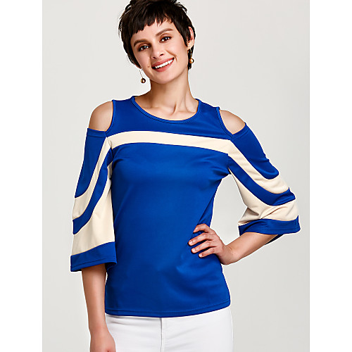 Women's T shirt Color Block Patchwork 3/4 Length Sleeve Daily Tops Streetwear Black Blue Red
Women's T shirt Color Block Patchwork 3/4 Length Sleeve Daily Tops Streetwear Black Blue Red
