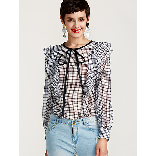 Women's Blouse Houndstooth Long Sleeve Daily Tops Basic Streetwear Blushing Pink Gray
Women's Blouse Houndstooth Long Sleeve Daily Tops Basic Streetwear Blushing Pink Gray