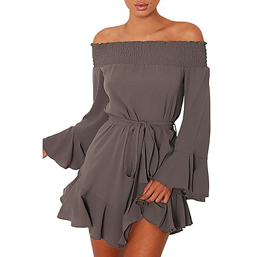 Women's Shift Dress Short Mini Dress White Black Blue Gray Long Sleeve Solid Colored Spring Off Shoulder Flare Cuff Sleeve Cotton Off Shoulder M L XL XXL / Plus Size
Women's Shift Dress Short Mini Dress White Black Blue Gray Long Sleeve Solid Colored Spring Off Shoulder Flare Cuff Sleeve Cotton Off Shoulder M L XL XXL / Plus Size