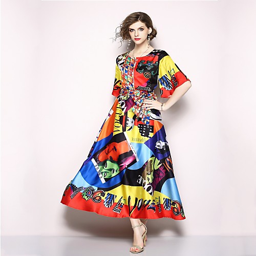 Women's Swing Dress Maxi long Dress Rainbow Half Sleeve Print Summer V Neck Basic Flare Cuff Sleeve M L XL XXL
Women's Swing Dress Maxi long Dress Rainbow Half Sleeve Print Summer V Neck Basic Flare Cuff Sleeve M L XL XXL
