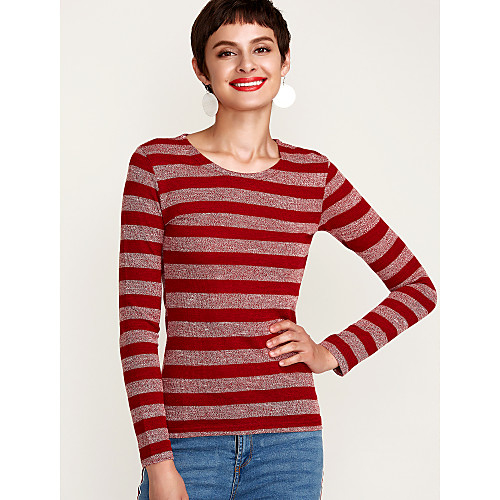 Women's T shirt Striped Long Sleeve Daily Tops Cotton Basic Wine Royal Blue Gray
Women's T shirt Striped Long Sleeve Daily Tops Cotton Basic Wine Royal Blue Gray