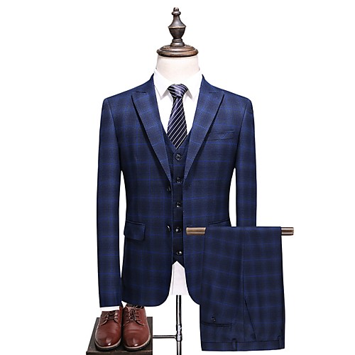 Navy Blue Houndstooth Rayon / Polyester Men's Suit - Notch lapel collar / Party / Long Sleeve / Plus Size
Navy Blue Houndstooth Rayon / Polyester Men's Suit - Notch lapel collar / Party / Long Sleeve / Plus Size