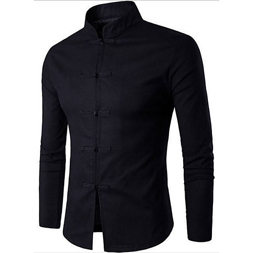 Men's Solid Colored Shirt - Cotton Linen Daily White / Black / Stand / Long Sleeve
Men's Solid Colored Shirt - Cotton Linen Daily White / Black / Stand / Long Sleeve