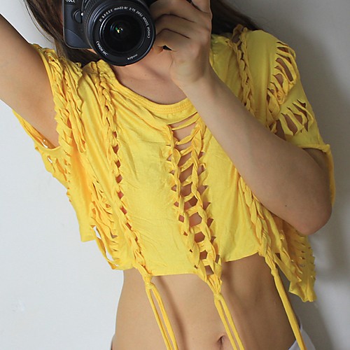 Women's T shirt Solid Colored Ruffle 3/4 Length Sleeve Holiday Tops Cotton Active Basic Black Yellow Fuchsia
Women's T shirt Solid Colored Ruffle 3/4 Length Sleeve Holiday Tops Cotton Active Basic Black Yellow Fuchsia