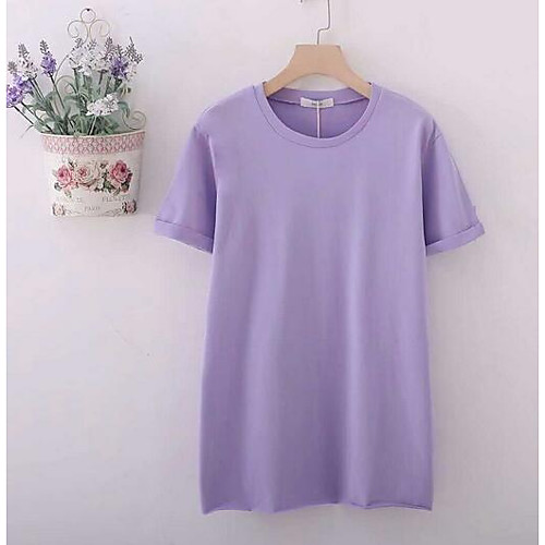 Women's T shirt Solid Colored Short Sleeve Daily Tops Cotton White Purple Blushing Pink
Women's T shirt Solid Colored Short Sleeve Daily Tops Cotton White Purple Blushing Pink