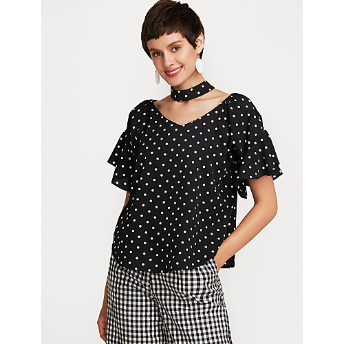 Women's Blouse Polka Dot Backless Ruffle Half Sleeve Daily Tops Cotton Active Basic Black
Women's Blouse Polka Dot Backless Ruffle Half Sleeve Daily Tops Cotton Active Basic Black