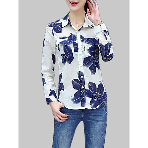 Women's Shirt Solid Colored Geometric Floral Print Long Sleeve Daily Tops Cotton White Blue Brown
Women's Shirt Solid Colored Geometric Floral Print Long Sleeve Daily Tops Cotton White Blue Brown