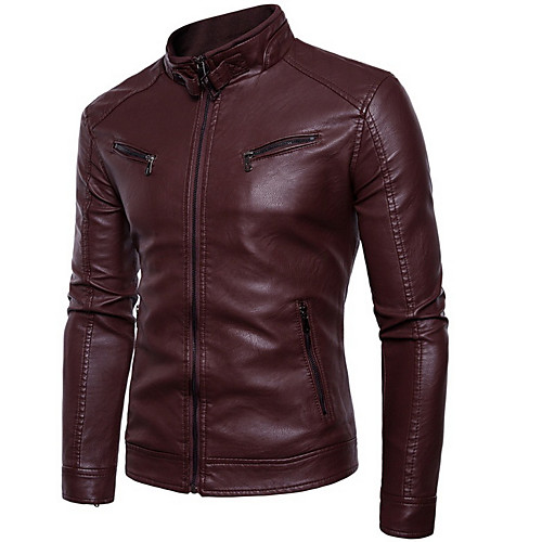 Men's Practice Winter Regular Leather Jacket, Solid Colored Round Neck Long Sleeve PU / Polyester Black / Yellow / Wine
Men's Practice Winter Regular Leather Jacket, Solid Colored Round Neck Long Sleeve PU / Polyester Black / Yellow / Wine