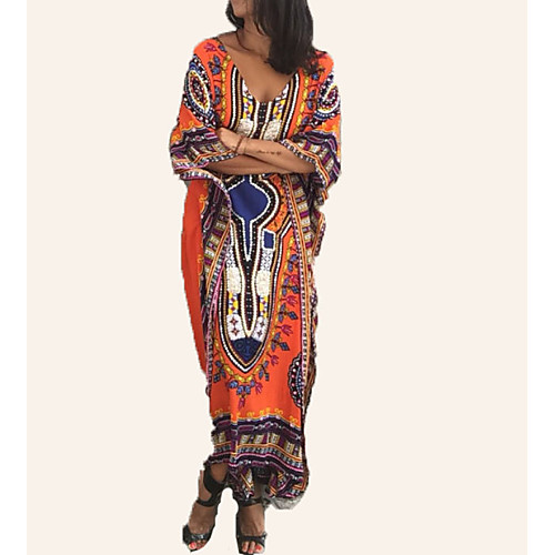 Women's Tunic Maxi long Dress Black Blue Yellow Orange Half Sleeve Tribal Print Summer V Neck One-Size
Women's Tunic Maxi long Dress Black Blue Yellow Orange Half Sleeve Tribal Print Summer V Neck One-Size