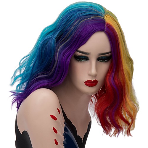 Synthetic Wig Wavy Middle Part Wig Short Rainbow Synthetic Hair Women's Fashionable Design Party Blue Burgundy
Synthetic Wig Wavy Middle Part Wig Short Rainbow Synthetic Hair Women's Fashionable Design Party Blue Burgundy