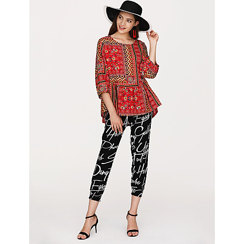 Women's Blouse Floral Embroidered Print 3/4 Length Sleeve Daily Tops Cotton Red
Women's Blouse Floral Embroidered Print 3/4 Length Sleeve Daily Tops Cotton Red