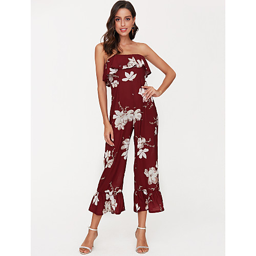 Women's Plus Size Basic Daily Boat Neck Red Slim Jumpsuit Floral Print / Wide Leg / Sexy
Women's Plus Size Basic Daily Boat Neck Red Slim Jumpsuit Floral Print / Wide Leg / Sexy