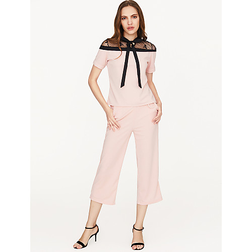 Women's Solid Colored Party Two Piece Set Crew Neck Blouse Set Pant Lace Wide Leg Tops
Women's Solid Colored Party Two Piece Set Crew Neck Blouse Set Pant Lace Wide Leg Tops