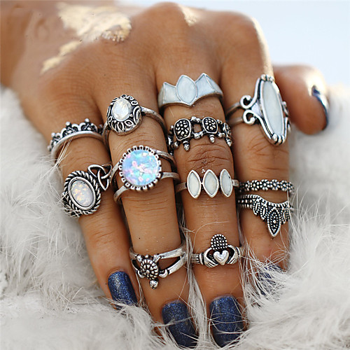 Ring Onyx Retro Silver Acrylic Alloy Flower Turtle Ladies Bohemian Punk 12pcs / Couple's / Opal / Nail Finger Ring
Ring Onyx Retro Silver Acrylic Alloy Flower Turtle Ladies Bohemian Punk 12pcs / Couple's / Opal / Nail Finger Ring