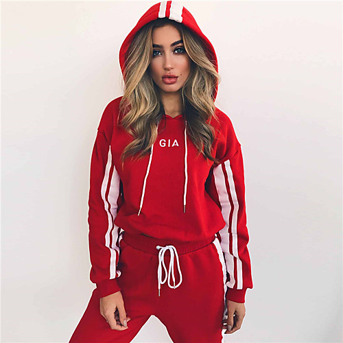 Women's Tracksuit Sweatsuit Jogging Suit Casual Long Sleeve High Waist Cotton Breathable Comfortable Zumba Yoga Fitness Running Sportswear Stripes White Red Activewear Stretchy
Women's Tracksuit Sweatsuit Jogging Suit Casual Long Sleeve High Waist Cotton Breathable Comfortable Zumba Yoga Fitness Running Sportswear Stripes White Red Activewear Stretchy
