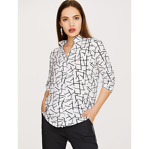 Women's Blouse Geometric Patchwork Long Sleeve Daily Tops Basic Streetwear White
Women's Blouse Geometric Patchwork Long Sleeve Daily Tops Basic Streetwear White