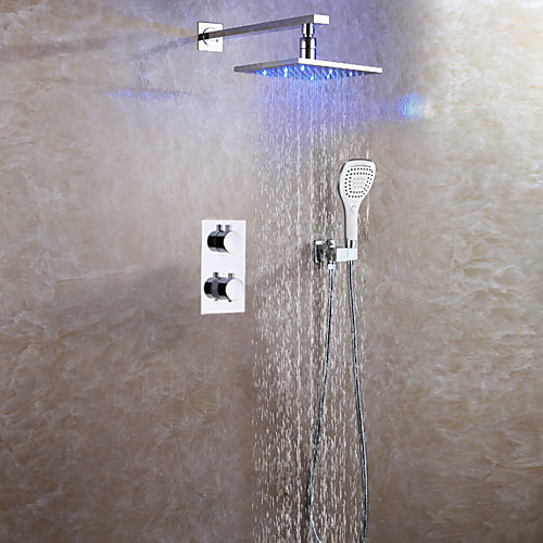 Bath Shower Faucet Set Thermostatic Shower Bathroom 3 Colors LED Shower Head / Thermostat Mixer Valve / Hand Shower Included / Brass / Chrome Bath Shower Mixer Taps
Bath Shower Faucet Set Thermostatic Shower Bathroom 3 Colors LED Shower Head / Thermostat Mixer Valve / Hand Shower Included / Brass / Chrome Bath Shower Mixer Taps