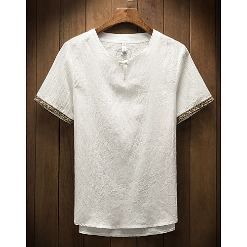 Men's T shirt Solid Colored Short Sleeve Daily Tops Cotton Chinoiserie White Black Green
Men's T shirt Solid Colored Short Sleeve Daily Tops Cotton Chinoiserie White Black Green