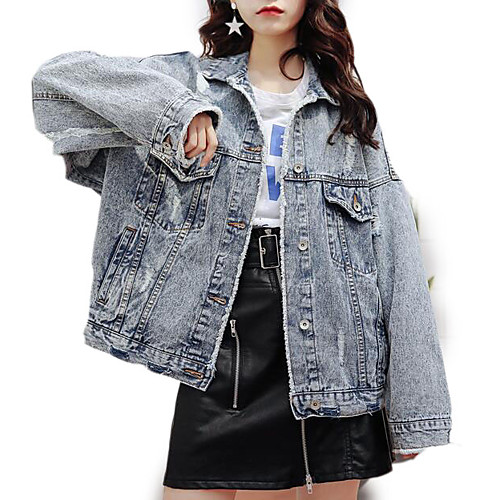 Women's Solid Colored Denim Jacket Regular Daily Long Sleeve Polyester Coat Tops Gray
Women's Solid Colored Denim Jacket Regular Daily Long Sleeve Polyester Coat Tops Gray