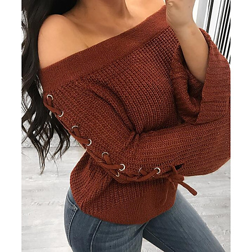 Women's Solid Colored Pullover Long Sleeve Regular Sweater Cardigans Strapless Black Light gray Brown / Going out
Women's Solid Colored Pullover Long Sleeve Regular Sweater Cardigans Strapless Black Light gray Brown / Going out