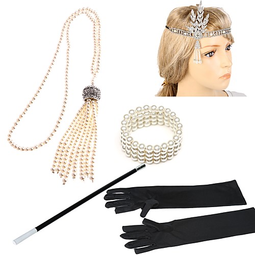 The Great Gatsby Charleston Vintage 1920s Roaring Twenties Roaring 20s Costume Accessory Sets Flapper Headband Women's Artistic Style Costume Head Jewelry Pearl Necklace Black / Golden / BlackSliver
The Great Gatsby Charleston Vintage 1920s Roaring Twenties Roaring 20s Costume Accessory Sets Flapper Headband Women's Artistic Style Costume Head Jewelry Pearl Necklace Black / Golden / BlackSliver