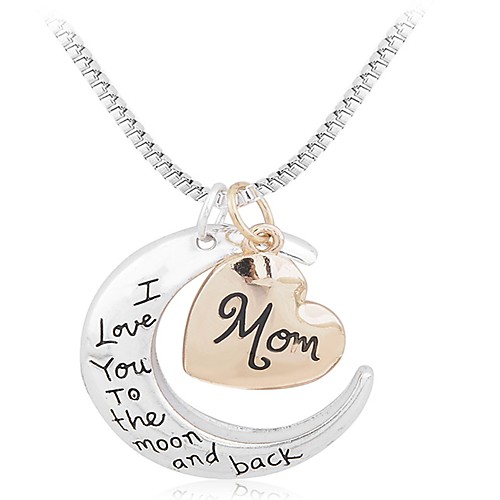Women's Pendant Necklace Classic Stylish Engraved Moon Heart Crescent Moon i love you to the moon and back Ladies Classic Vintage Fashion Alloy Silver 41 cm Necklace Jewelry 1pc For Daily Festival
Women's Pendant Necklace Classic Stylish Engraved Moon Heart Crescent Moon i love you to the moon and back Ladies Classic Vintage Fashion Alloy Silver 41 cm Necklace Jewelry 1pc For Daily Festival