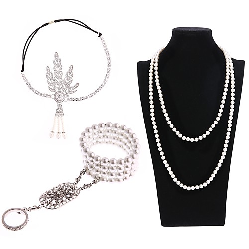 The Great Gatsby Charleston Vintage 1920s Roaring Twenties Costume Accessory Sets Women's Classic Style Costume Head Jewelry Pearl Necklace Slave Bracelet Black / Golden / Black / White Vintage
The Great Gatsby Charleston Vintage 1920s Roaring Twenties Costume Accessory Sets Women's Classic Style Costume Head Jewelry Pearl Necklace Slave Bracelet Black / Golden / Black / White Vintage