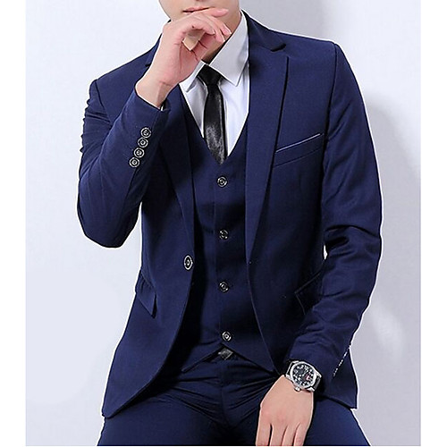 Black / Red / Navy Blue Solid Colored Polyester Men's Suit - Notch lapel collar / Long Sleeve
Black / Red / Navy Blue Solid Colored Polyester Men's Suit - Notch lapel collar / Long Sleeve