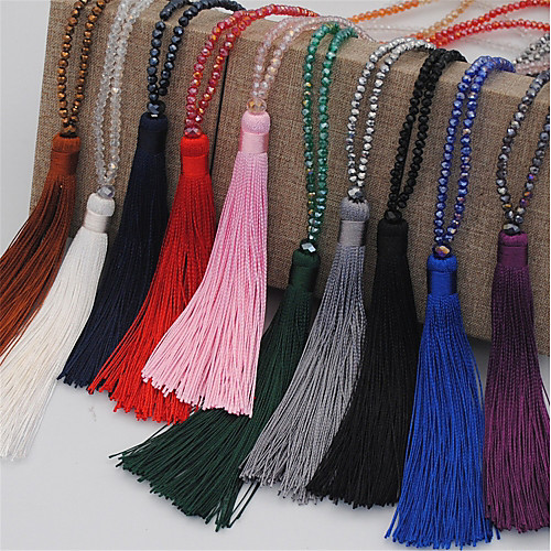 Women's Pendant Necklace Necklace Tassel Fringe Long Spike Ladies Simple Tassel Boho Glass Cotton Austria Crystal White Black Purple Red Dark Green 90 cm Necklace Jewelry 1pc For Daily Holiday
Women's Pendant Necklace Necklace Tassel Fringe Long Spike Ladies Simple Tassel Boho Glass Cotton Austria Crystal White Black Purple Red Dark Green 90 cm Necklace Jewelry 1pc For Daily Holiday