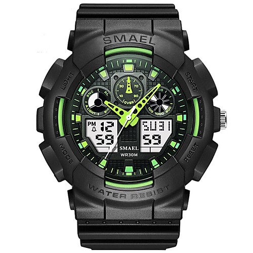 

SMAEL Men's Sport Watch Digital Watch Japanese Digital Black 50 m Water Resistant / Waterproof Calendar / date / day Stopwatch Analog Fashion - Green Blue / Noctilucent