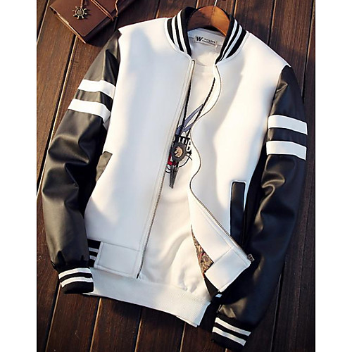 Men's Daily Winter Regular Jacket, Color Block Stand Long Sleeve PU White / Black
Men's Daily Winter Regular Jacket, Color Block Stand Long Sleeve PU White / Black