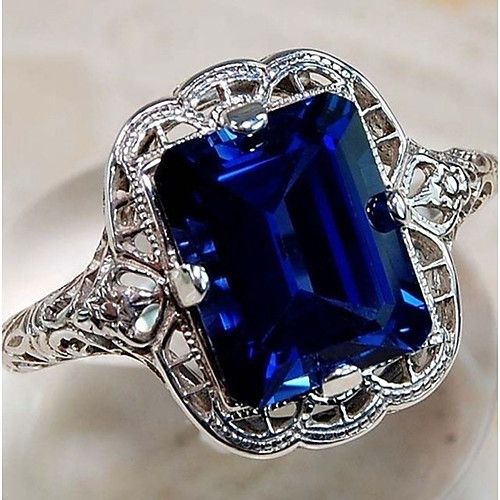 

Ring Sapphire Classic Purple Blue Copper Titanium Steel Ladies Stylish Classic 1pc 6 7 8 9 10 / Couple's / Synthetic Sapphire / Solitaire