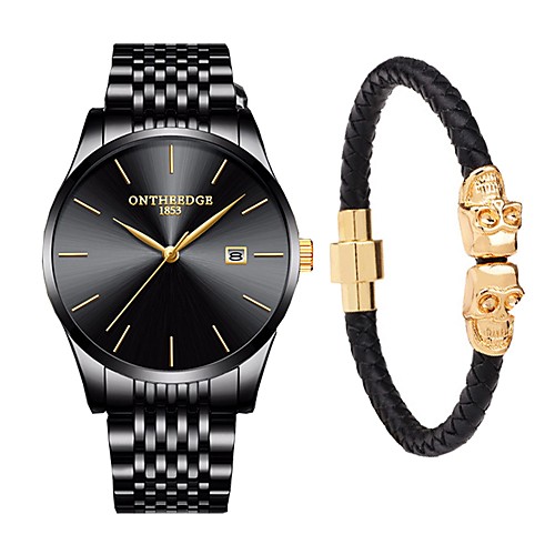 Men's Dress Watch Japanese Quartz Gift Set Stainless Steel Black / Silver 30 m Water Resistant / Waterproof Calendar / date / day Chronograph Analog Luxury Classic Elegant Simple watch - Black / Gold
Men's Dress Watch Japanese Quartz Gift Set Stainless Steel Black / Silver 30 m Water Resistant / Waterproof Calendar / date / day Chronograph Analog Luxury Classic Elegant Simple watch - Black / Gold