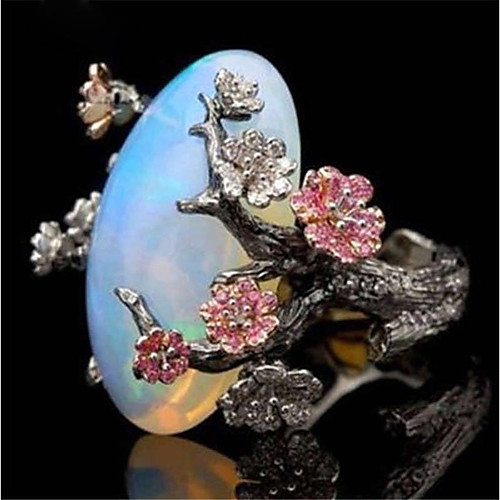 

Statement Ring Synthetic Opal Retro Black Copper Stone Flower Ladies Asian Elegant 1pc 5 6 7 8 9 / Women's