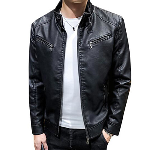 Men's Daily Fall & Winter Regular Leather Jacket, Solid Colored Stand Long Sleeve PU Black / Yellow / Wine
Men's Daily Fall & Winter Regular Leather Jacket, Solid Colored Stand Long Sleeve PU Black / Yellow / Wine