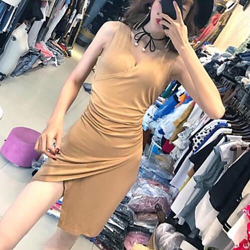 Women's Bodycon Short Mini Dress Khaki Sleeveless Solid Colored Ruched Summer Round Neck Casual Cotton S M L XL
Women's Bodycon Short Mini Dress Khaki Sleeveless Solid Colored Ruched Summer Round Neck Casual Cotton S M L XL