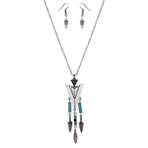 Women's Green Turquoise Hoop Earrings Pendant Necklace Long Arrow Ladies Hip-Hop Boho Folk Style Earrings Jewelry Gold / Silver For Gift Valentine 1 set
Women's Green Turquoise Hoop Earrings Pendant Necklace Long Arrow Ladies Hip-Hop Boho Folk Style Earrings Jewelry Gold / Silver For Gift Valentine 1 set