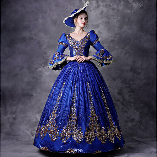 Victorian Rococo Baroque Medieval 18th Century Dress Outfits Party Costume Masquerade Women's Costume Blue Vintage Cosplay Party Prom 3/4 Length Sleeve Floor Length Ball Gown Plus Size Customized
Victorian Rococo Baroque Medieval 18th Century Dress Outfits Party Costume Masquerade Women's Costume Blue Vintage Cosplay Party Prom 3/4 Length Sleeve Floor Length Ball Gown Plus Size Customized