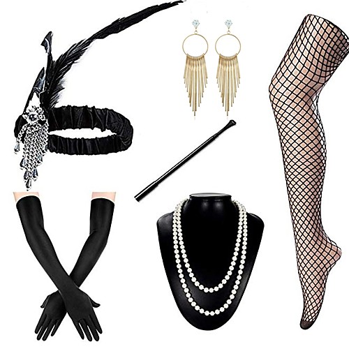 The Great Gatsby Charleston Vintage 1920s Costume Accessory Sets Flapper Headband Women's Feather Costume Head Jewelry Pearl Necklace Golden / BlackGolden / GoldenBlack Vintage Cosplay Sleeveless
The Great Gatsby Charleston Vintage 1920s Costume Accessory Sets Flapper Headband Women's Feather Costume Head Jewelry Pearl Necklace Golden / BlackGolden / GoldenBlack Vintage Cosplay Sleeveless