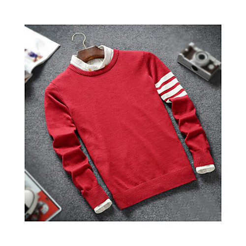 Men's Stripe Color Block Pullover Cotton Long Sleeve Regular Sweater Cardigans Round Neck Black Blue Red
Men's Stripe Color Block Pullover Cotton Long Sleeve Regular Sweater Cardigans Round Neck Black Blue Red