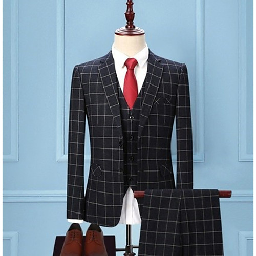 Men's Daily Street chic Regular Suits, Plaid Notch Lapel Long Sleeve Polyester Gray / Yellow / Wine / Slim
Men's Daily Street chic Regular Suits, Plaid Notch Lapel Long Sleeve Polyester Gray / Yellow / Wine / Slim